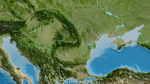 Nahaufnahme Einer Asatelliten Landkarte Mit Rumänien Zentrum — Stockfoto