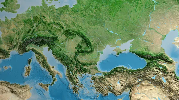 以罗马尼亚邻近地区为中心的卫星地图 — 图库照片