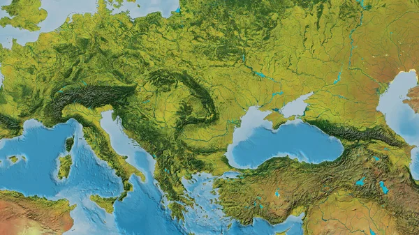 以罗马尼亚邻近地区为中心的地形图 — 图库照片