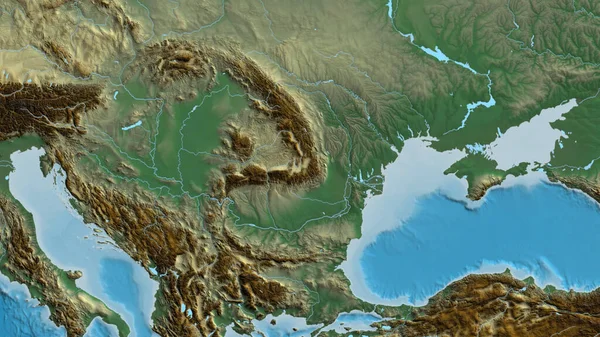 Romanya Merkezli Arelief Haritasına Yakın Plan — Stok fotoğraf