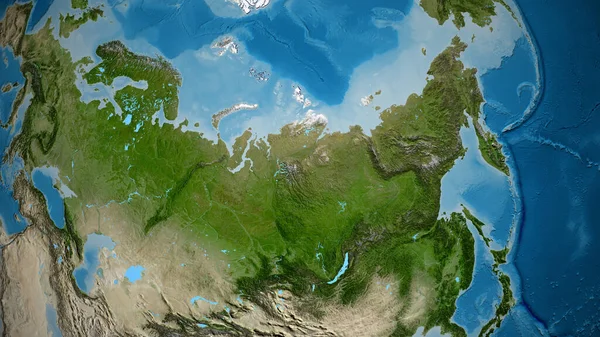 以俄罗斯为中心的亚卫星地图的近距离拍摄 — 图库照片