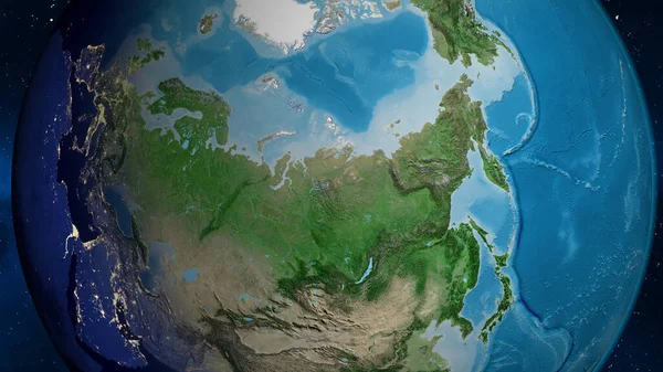 Satellite map centered on Russia neighborhood area