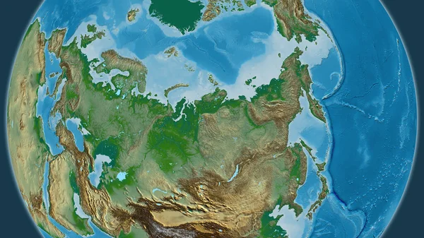 以俄罗斯邻近地区为中心的物理地图 — 图库照片