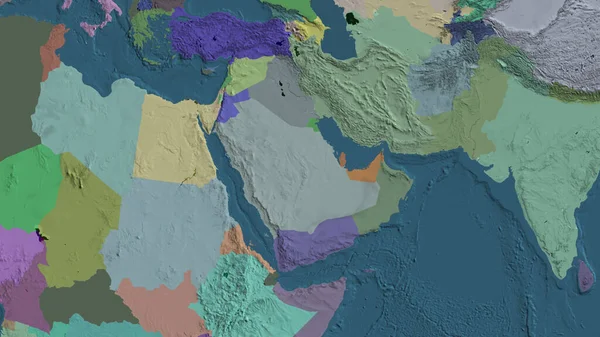 Administrative globe map centered on Saudi Arabia