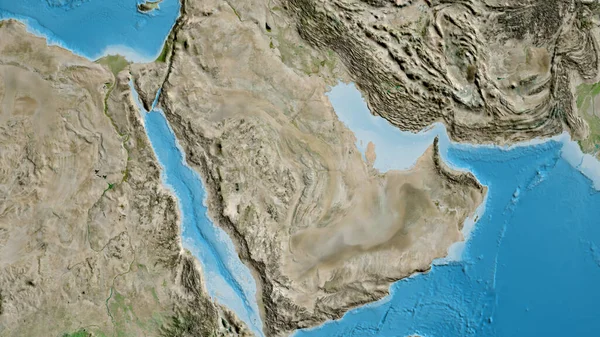 Close-up of asatellite map centered on Saudi Arabia