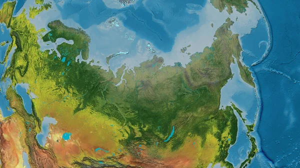 Zbliżenie Mapy Atopograficznej Skupionej Rosji — Zdjęcie stockowe