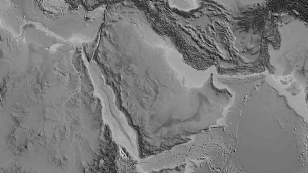 Grayscale Karta Centrerad Saudiarabien Närområde — Stockfoto
