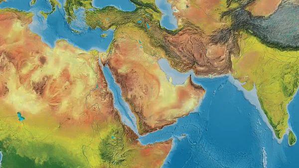 Mapa Topográfico Globo Centrado Arábia Saudita — Fotografia de Stock