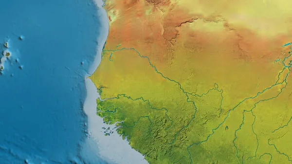 Close Mapa Atopográfico Centrado Senegal — Fotografia de Stock