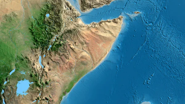 以索马里为中心的亚卫星地图的近距离拍摄 — 图库照片
