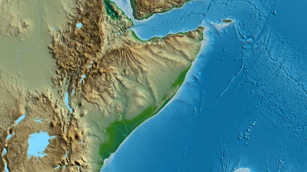 Primo Piano Della Mappa Afisica Incentrata Sulla Somalia — Foto Stock