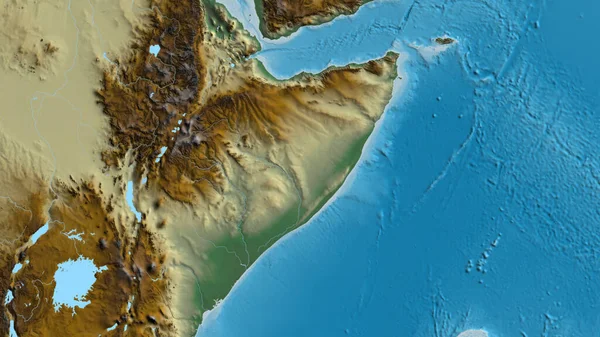 Close Arelief Map Centered Somalia — Stock Photo, Image