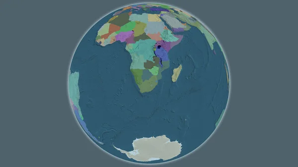 Mapa Globu Administracyjnego Skupiona Rpa — Zdjęcie stockowe