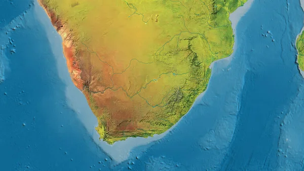 以南非为中心的地形图的特写 — 图库照片