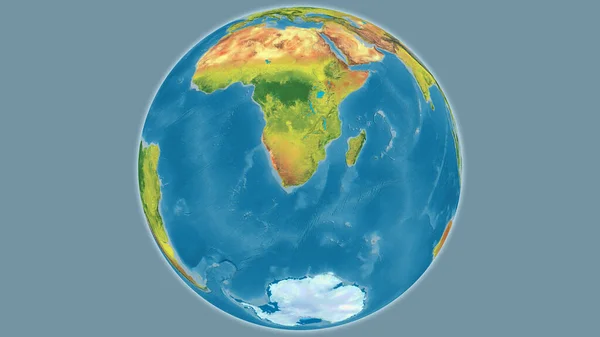 Topographic globe map centered on South Africa