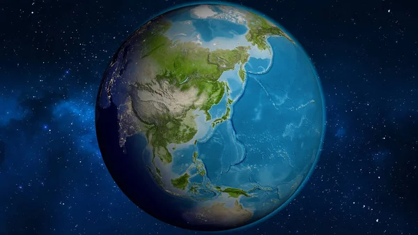 Satellitenweltkarte Mit Südkorea Zentrum — Stockfoto