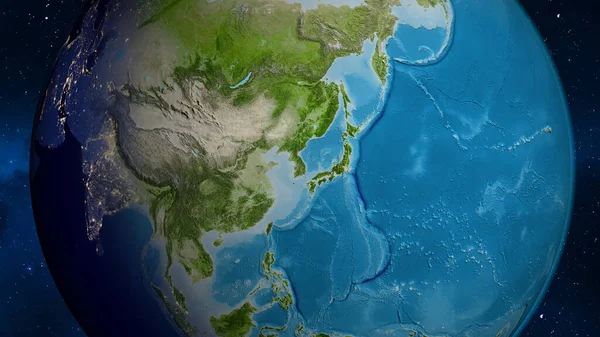 Супутникова Карта Зосереджена Районі Південної Кореї — стокове фото