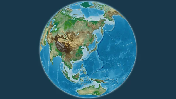 Fizyczna Mapa Globu Skupiona Korei Południowej — Zdjęcie stockowe