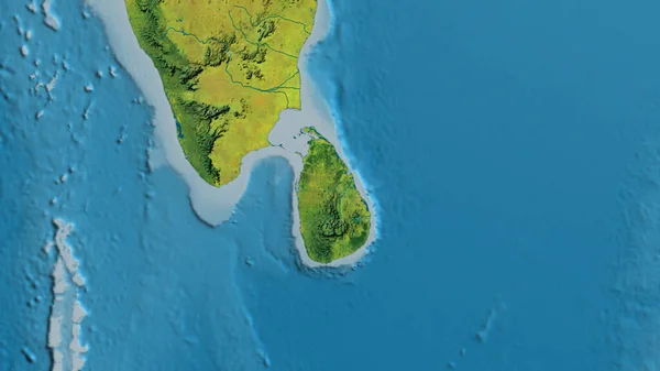 以斯里兰卡为中心的地形图的近照 — 图库照片