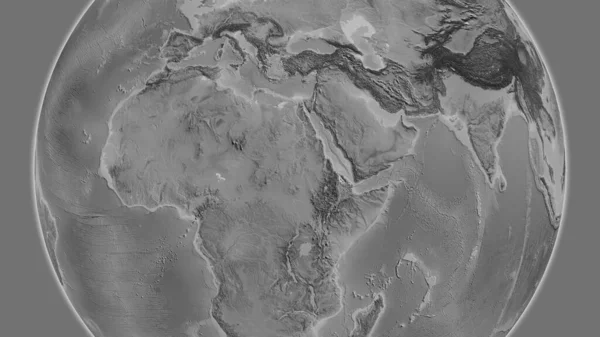 以苏丹邻近地区为中心的灰度地图 — 图库照片