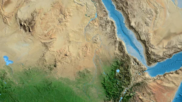 Close Mapa Satélite Centrado Sudão — Fotografia de Stock