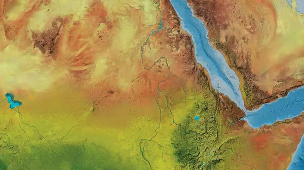 Sudan merkezli atopografik haritaya yakın plan