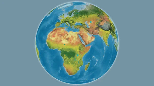 Topographic Globe Map Centered Sudan — Stock Photo, Image