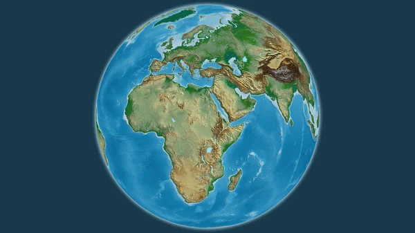 Fizyczna Mapa Globu Skupiona Sudanie — Zdjęcie stockowe