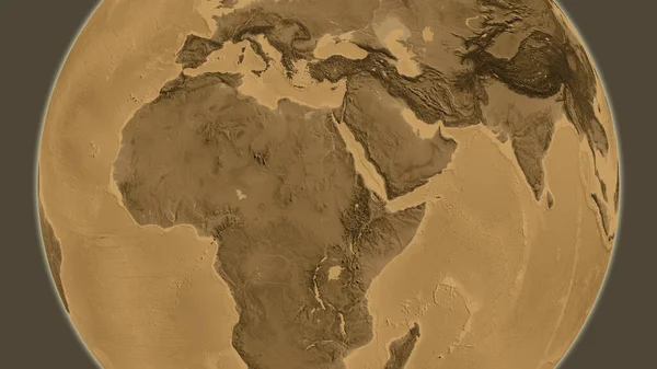 Mapa Nadmořské Výšky Sepia Soustředěná Oblast Súdánu — Stock fotografie