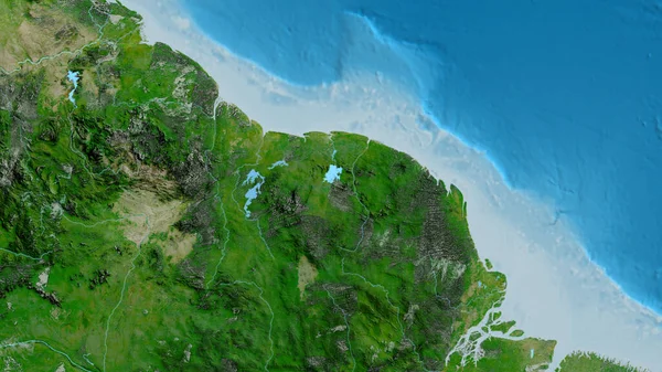 Close Asatellite Map Centered Suriname — Stock Photo, Image
