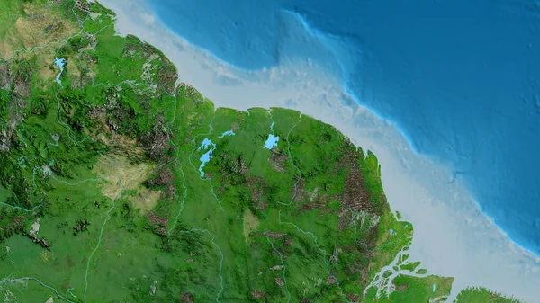 Nahaufnahme Einer Asatelliten Karte Mit Surinam Zentrum — Stockfoto