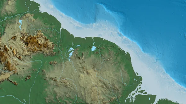 Крупним Планом Карту Рельєфу Центром Суринамі — стокове фото