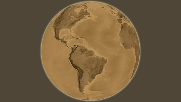 以苏里南为中心的Sepia高地全球地图 — 图库照片