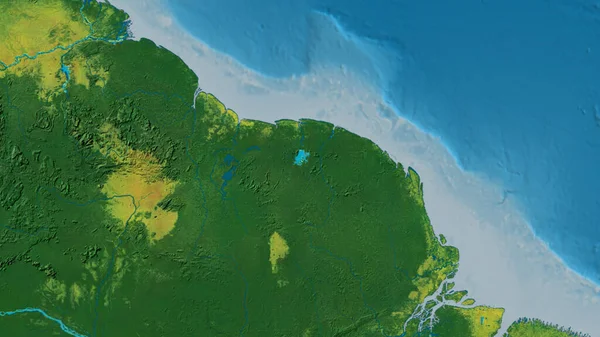 Zbliżenie Mapy Atopograficznej Skoncentrowanej Surinamie — Zdjęcie stockowe