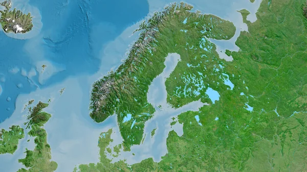 Close Asatellite Map Centered Sweden — Stock Photo, Image
