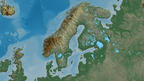 Zbliżenie Krótkiej Mapy Skupionej Szwecji — Zdjęcie stockowe