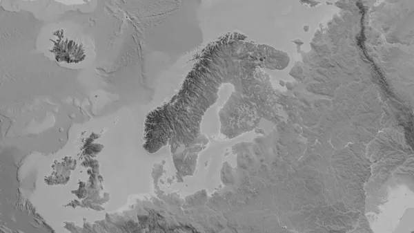 スウェーデン周辺地域を中心としたグレースケールマップ — ストック写真