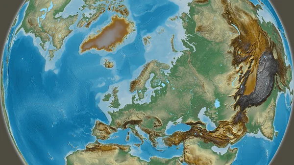 Relief globe map centered on Sweden