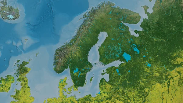Detailní Záběr Atopografickou Mapu Zaměřenou Švédsko — Stock fotografie