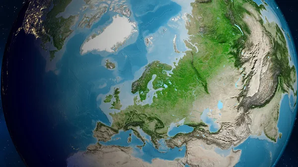 以瑞典为中心的卫星世界地图 — 图库照片