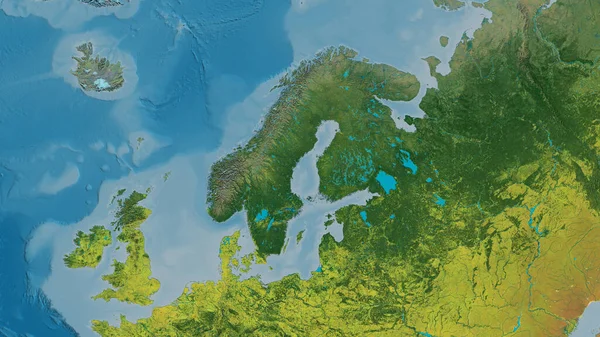 以瑞典邻近地区为中心的地形图 — 图库照片