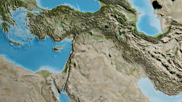 Satellitkarta Med Centrum Syriens Närområde — Stockfoto
