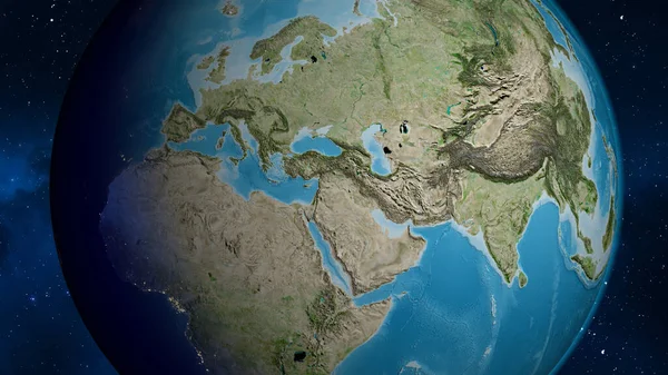 Satellite globe map centered on Syria