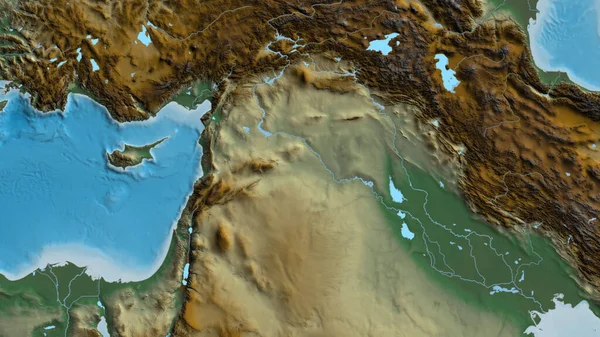Κοντινό Πλάνο Του Arelief Map Επίκεντρο Συρία — Φωτογραφία Αρχείου