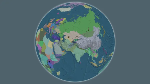 以塔吉克斯坦为中心的全球行政地图 — 图库照片