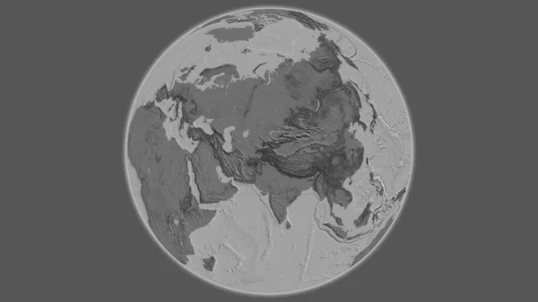 以塔吉克斯坦为中心的Bilevel全球地图 — 图库照片