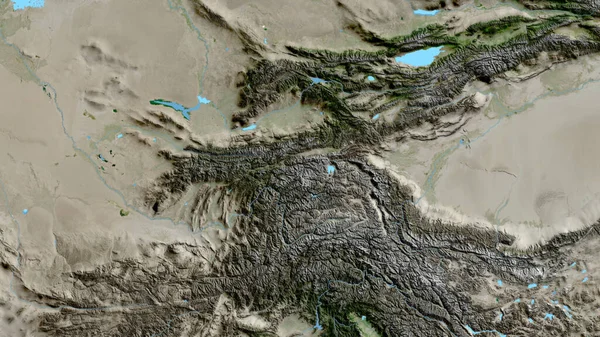 タジキスタンを中心とした衛星地図のクローズアップ — ストック写真