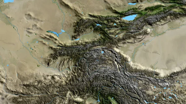 Primo Piano Della Mappa Dell Asatellite Incentrata Sul Tagikistan — Foto Stock