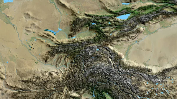 Tacikistan Merkezli Asatelit Haritaya Yakın Plan — Stok fotoğraf
