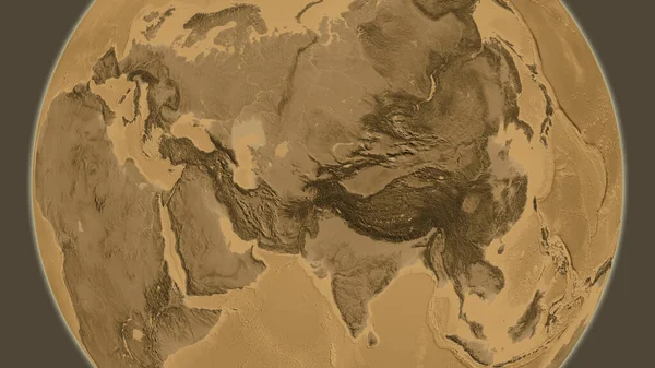 Mapa Nadmořské Výšky Sepie Soustředěná Okolí Tádžikistánu — Stock fotografie